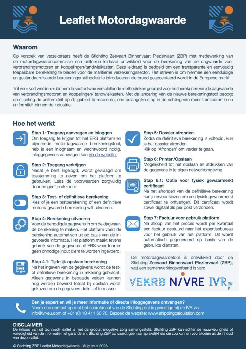 NIVRE Leaflet Motordagwaarde - schade expert